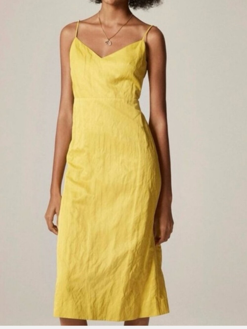 J. Crew Natasha Dress In Memory Poplin In Bright Citron